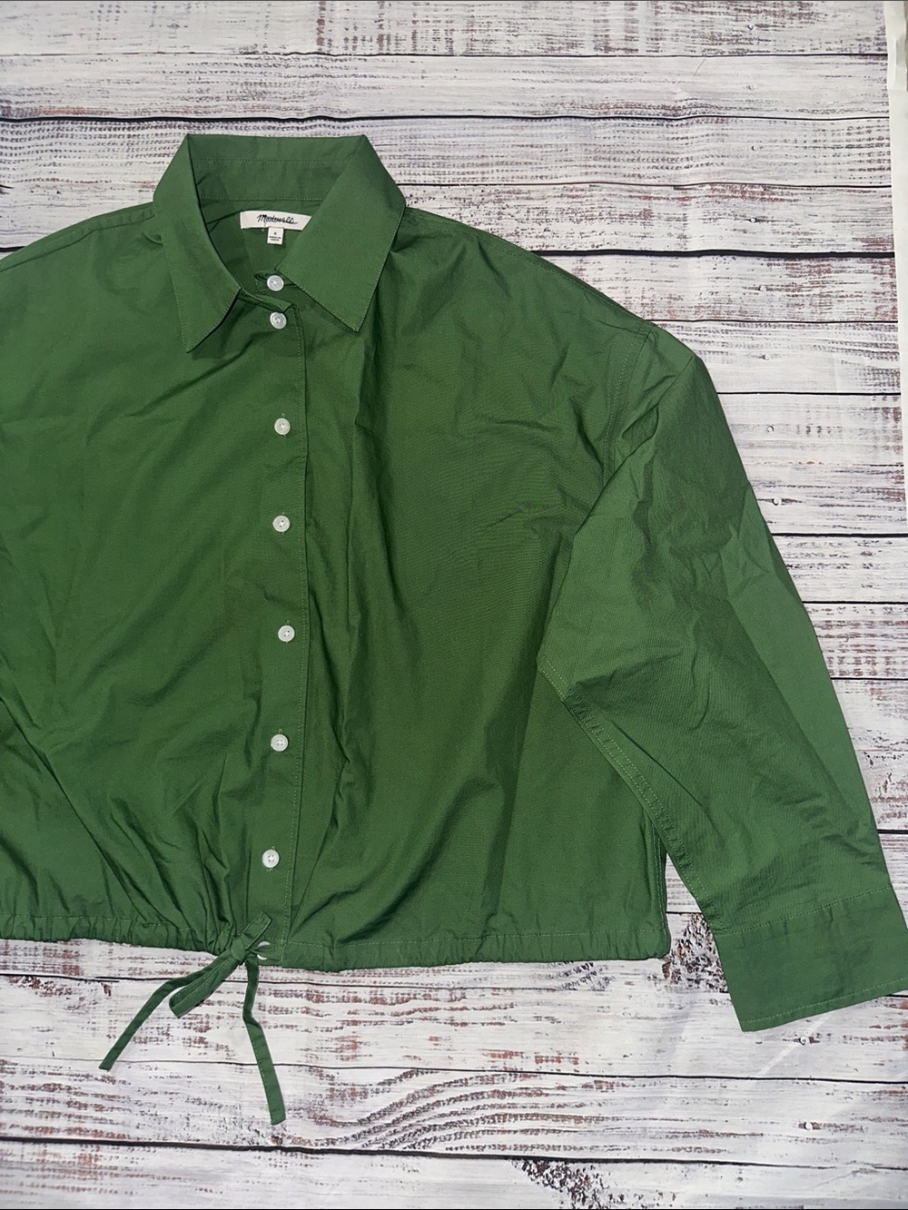 Madewell Drawstring Button-Up Shirt in
Poplin Sz. M - Picture 9 of 10
